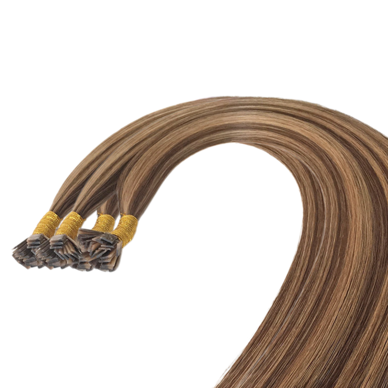 Keratin löshår Highlighted Chocolate Caramel #H4/27 – mellanbrun karamell-slingad färg, äkta Remyhår från Ana Sweden.