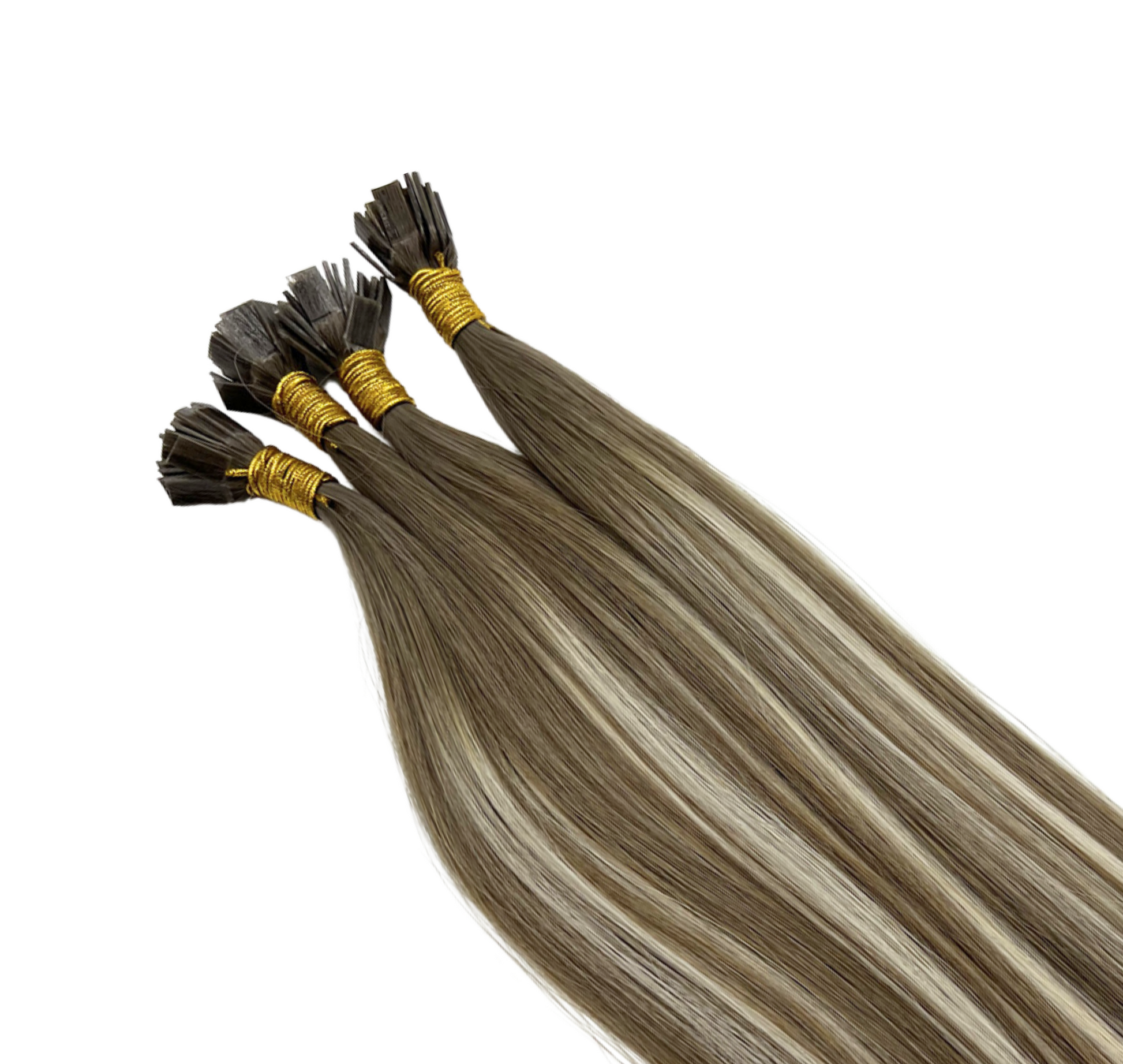 Keratinlöshår Balayage Scandinavian Blonde #B7-7/Ice – äkta Remy-hår med kall blond balayage för lyxig hårförlängning.