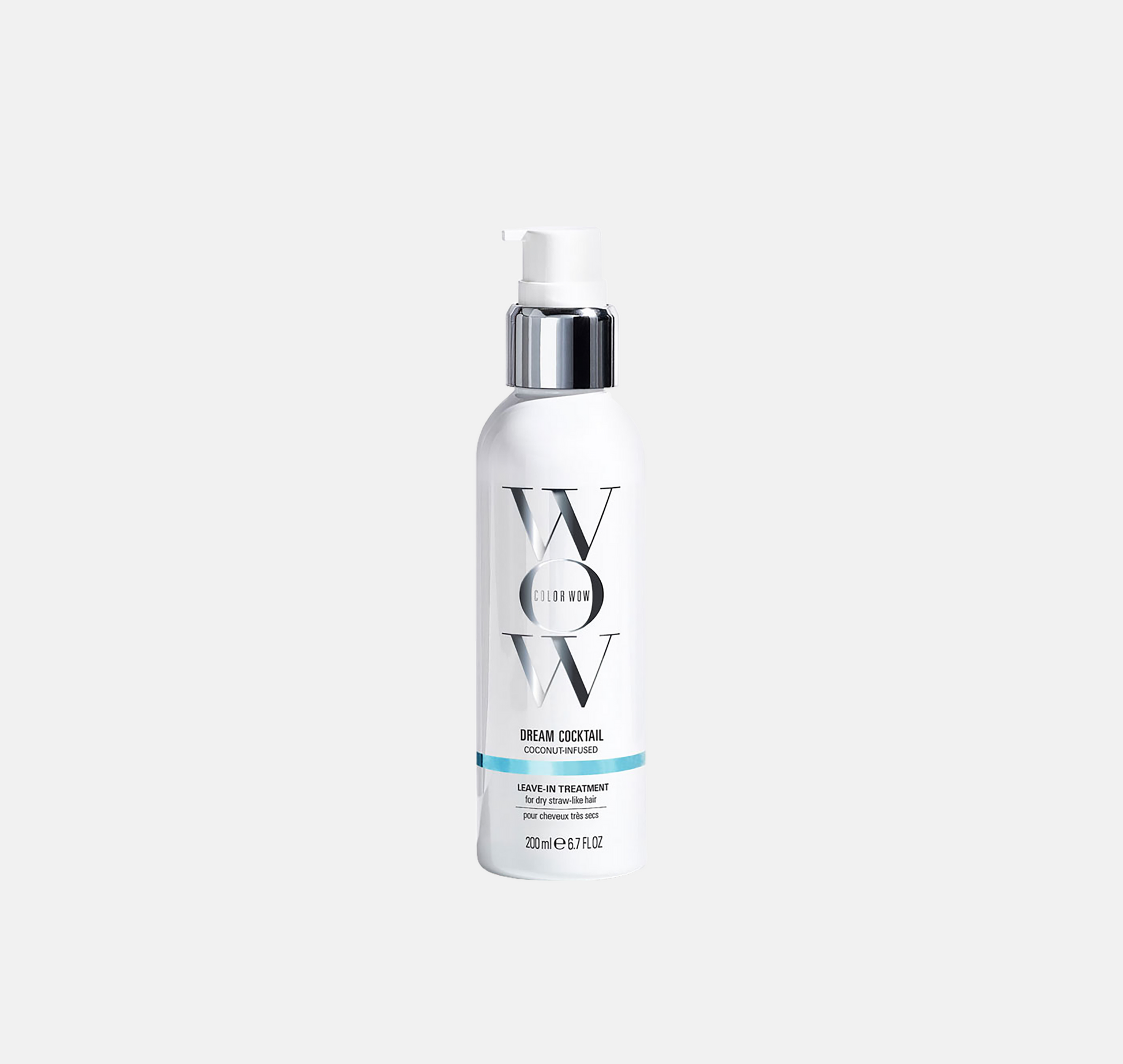 Color Wow Coconut Cocktail Leave-in behandling från Ana Sweden – värmeskyddande och återfuktande hårvårdsprodukt med kokosolja i vit pumpflaska.
