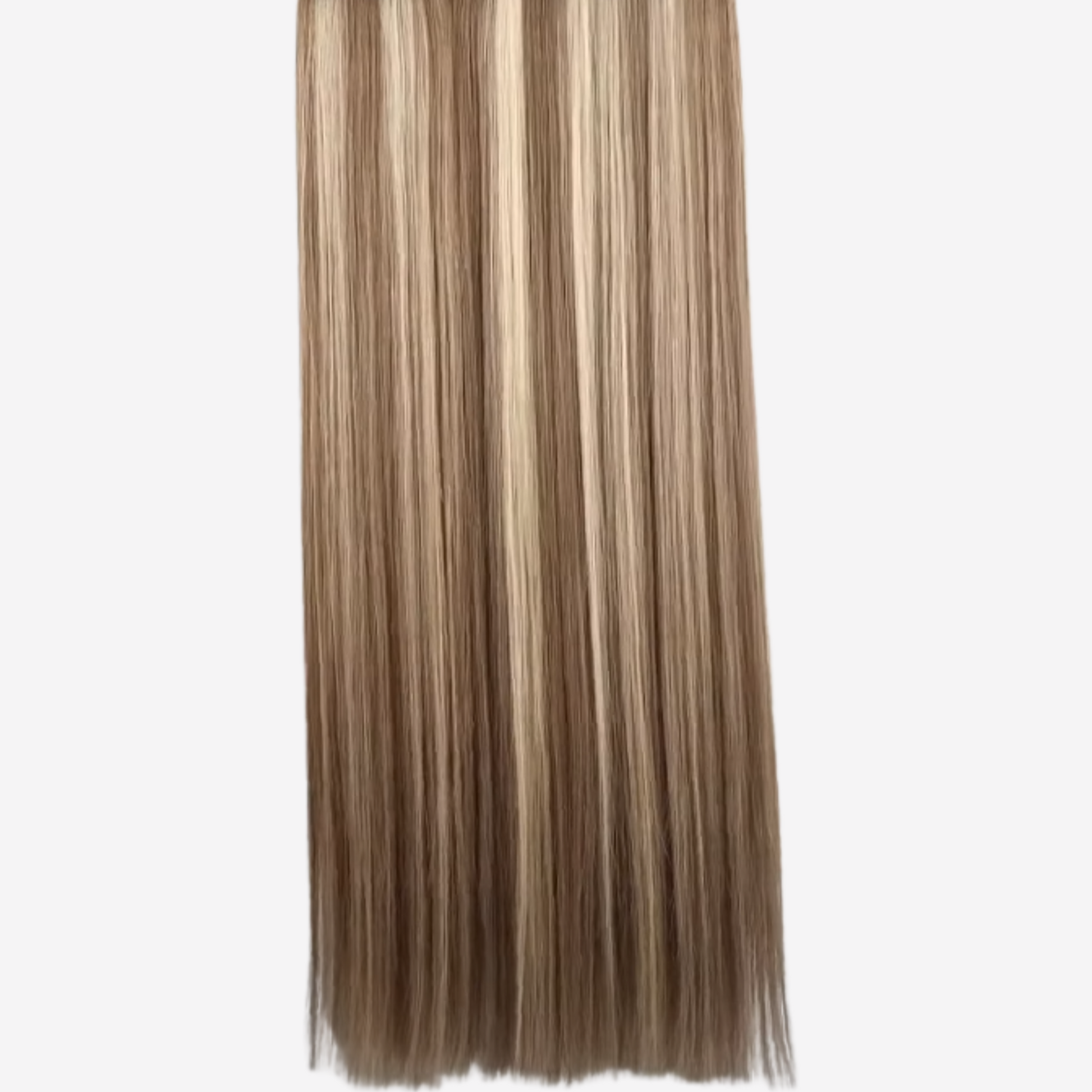 Weft löshår Highlighted Mocha Blonde #H8/60 i blond slingad färg med neutral till beige underton – äkta Remylöshår för hårförlängning.