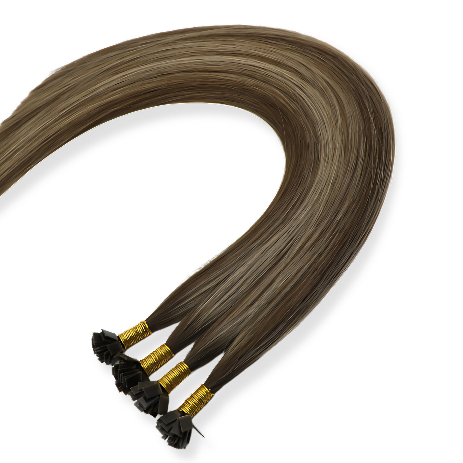 Keratinlöshår Balayage Creamy Caramel #B4-4/18 – äkta hår för naturlig hårförlängning & volym med varm och neutral färgton